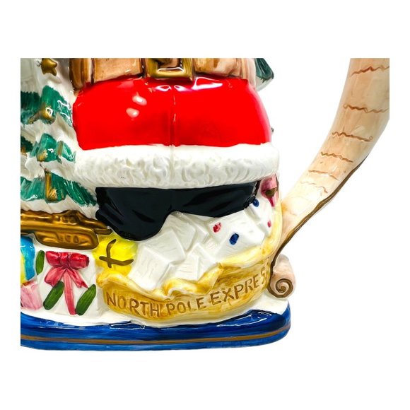 Fitz and Floyd 1993 Omnibus North Pole Express Santa Water Pitcher 58 oz - Picture 3 of 11